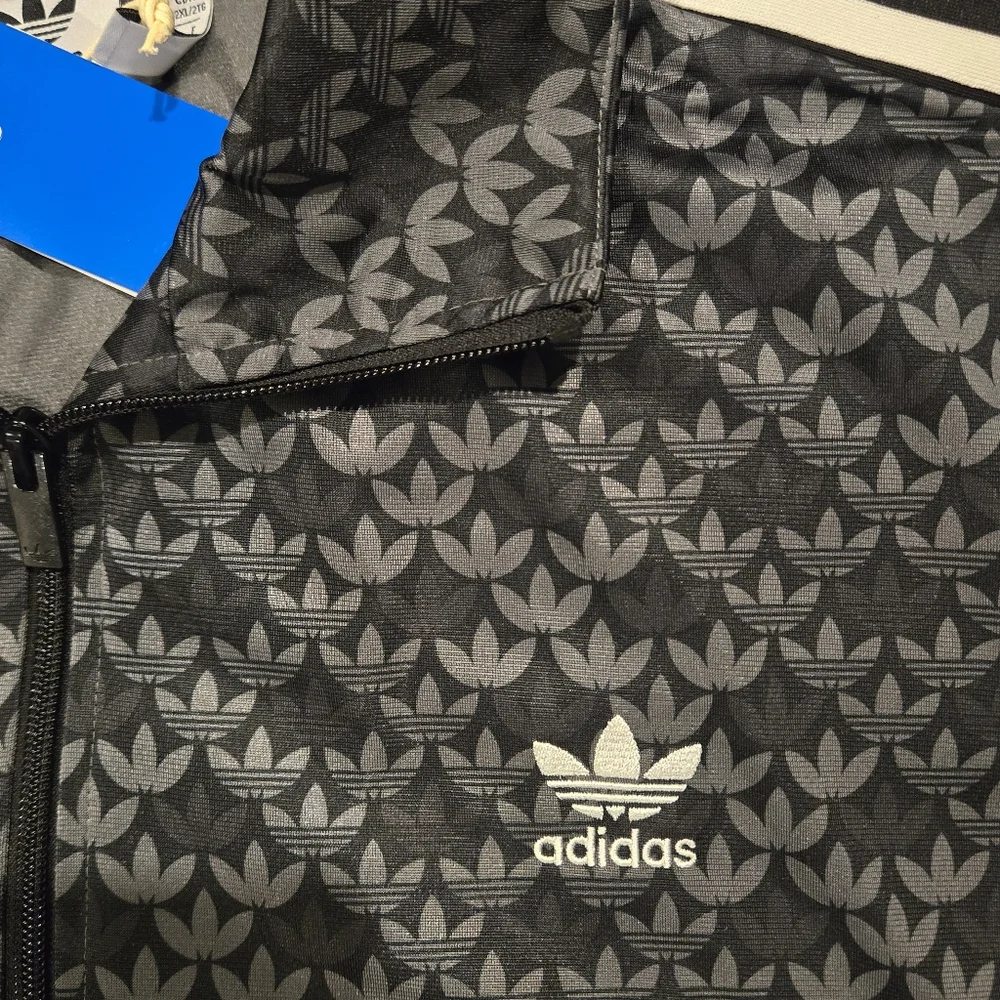 NWT-Mens Adidas Monogram Track Suit Black/Gray/White - Jacket XXL, Pants XL - Picture 10 of 12